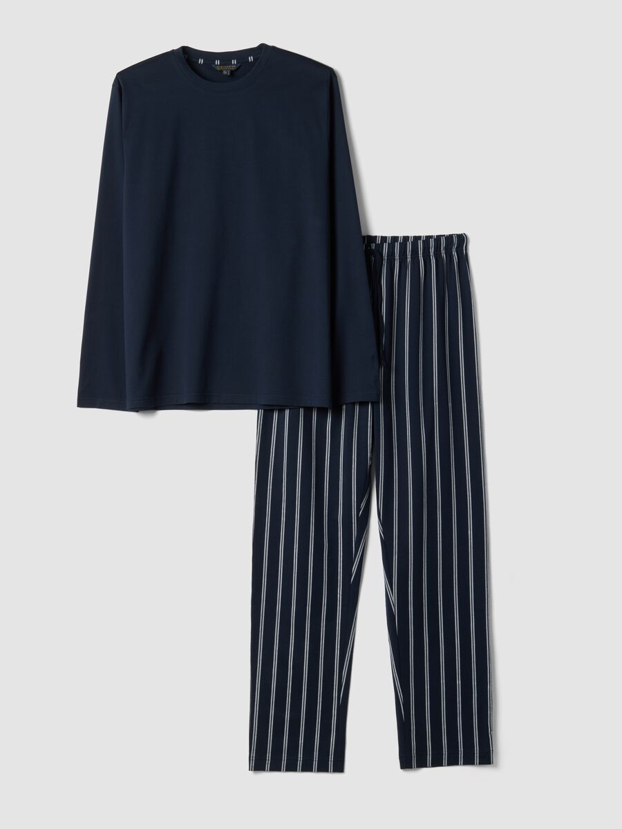 Pigiama blu navy in puro cotone organico con girocollo_4