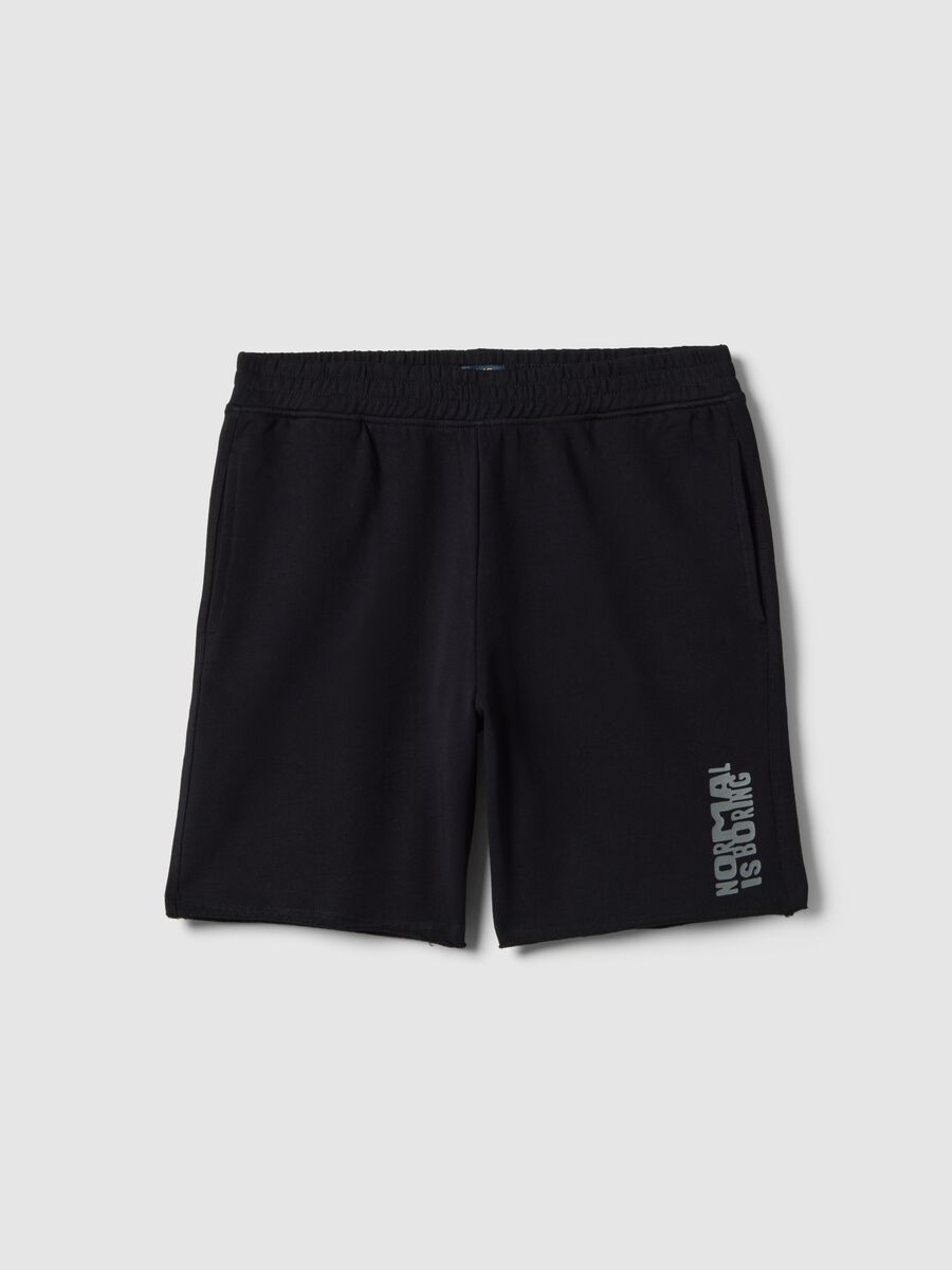 Boys' oversized fit pure cotton black shorts_0