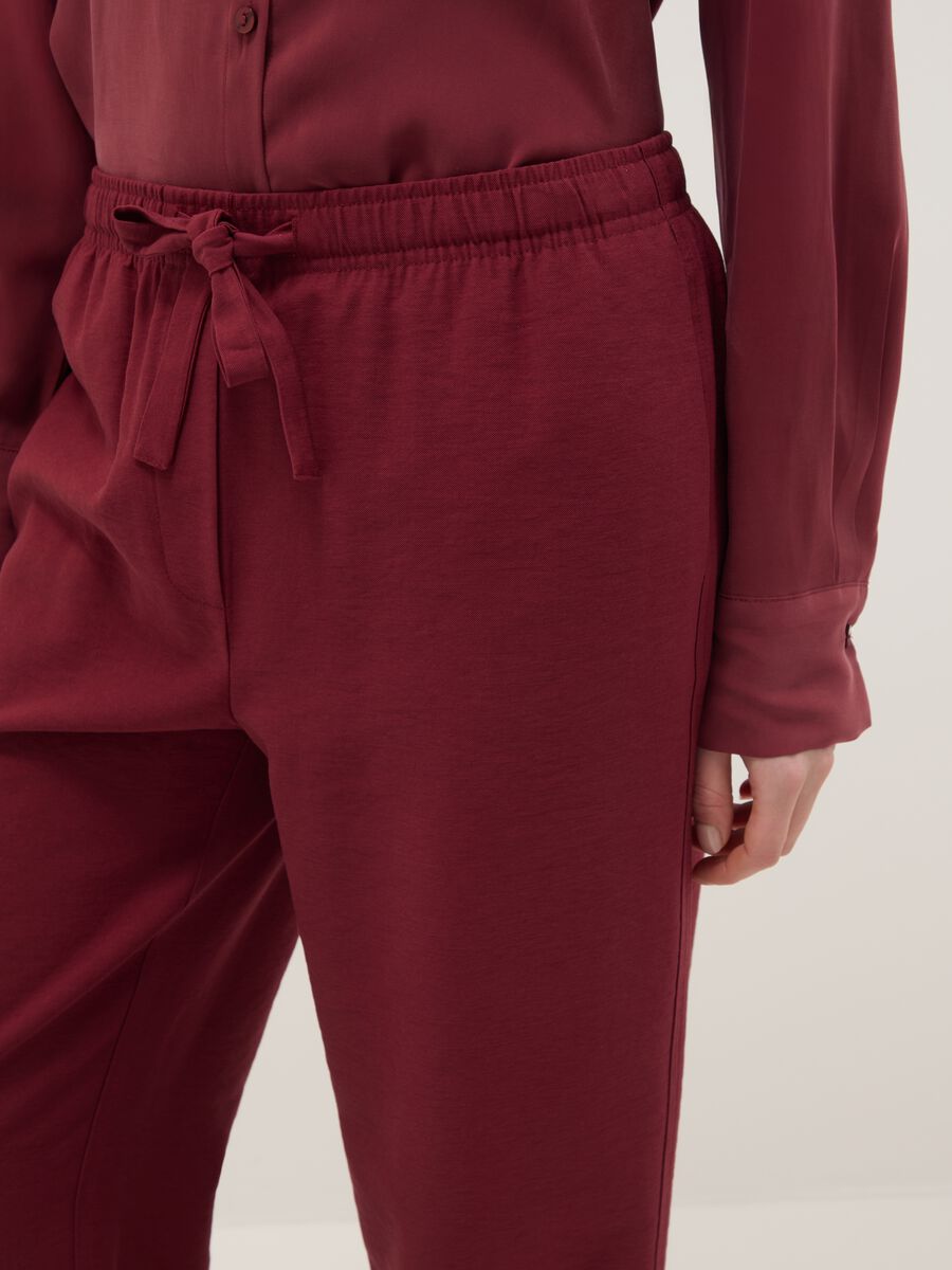 Wide Red Trousers in Viscose Blend_3