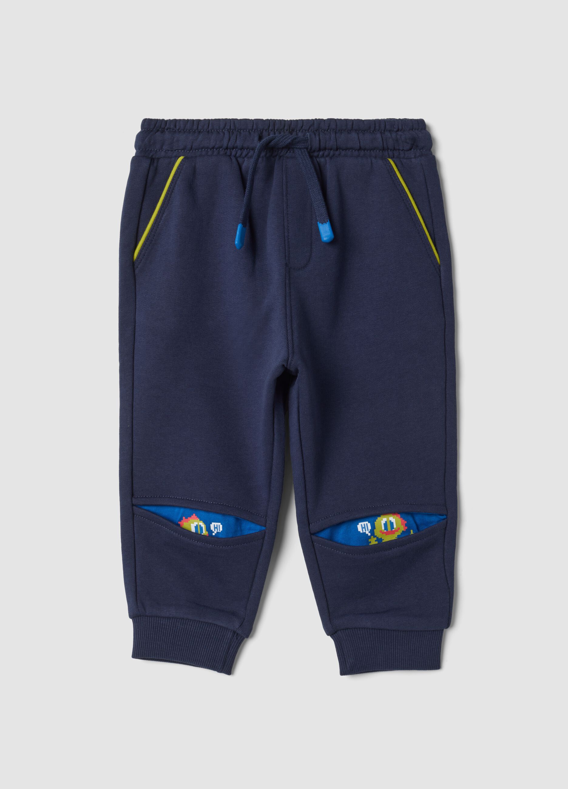Pantaloni jogger blu in puro cotone con vita elasticizzata