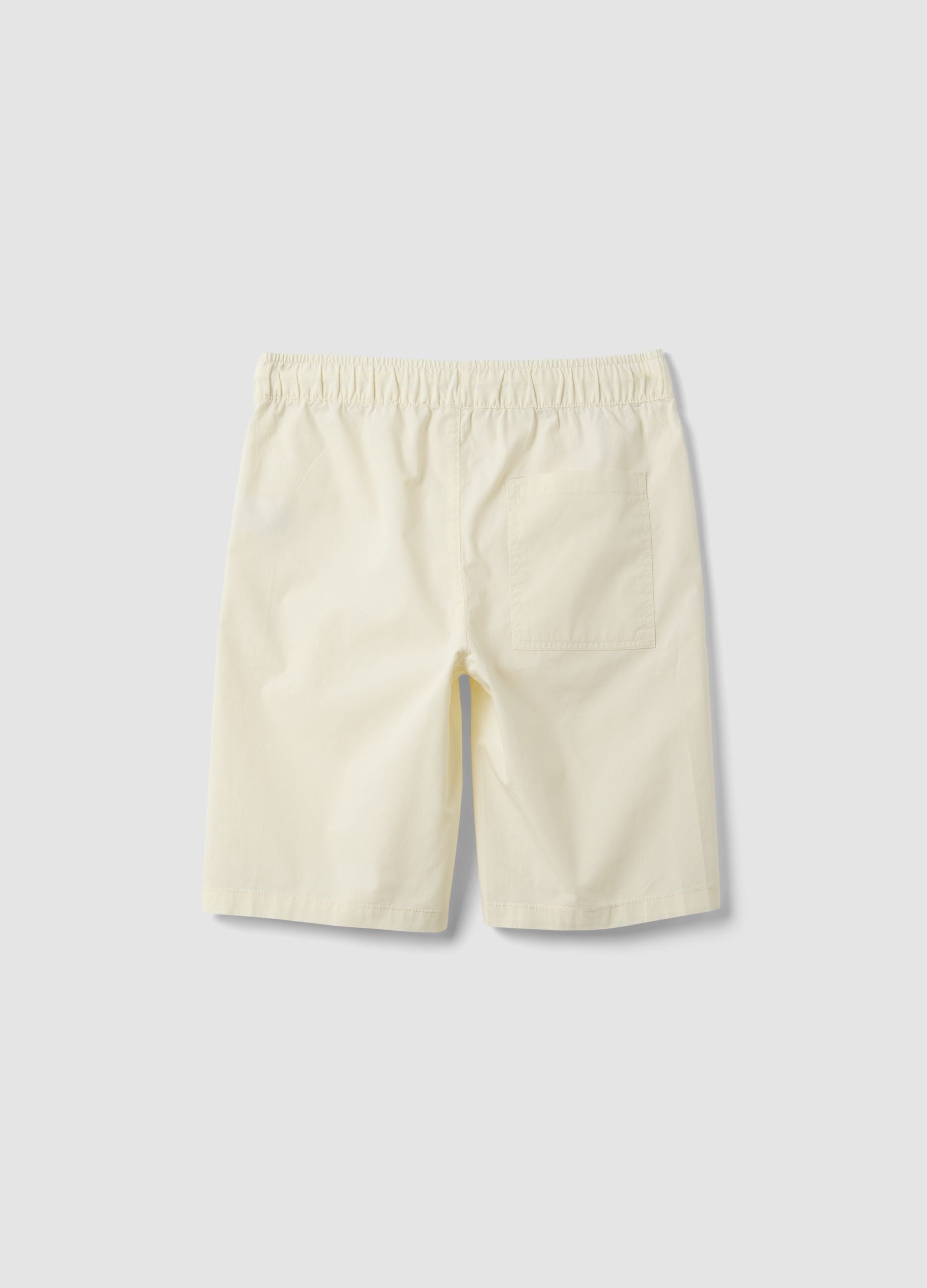 Beige pure cotton shorts with elasticated waist
