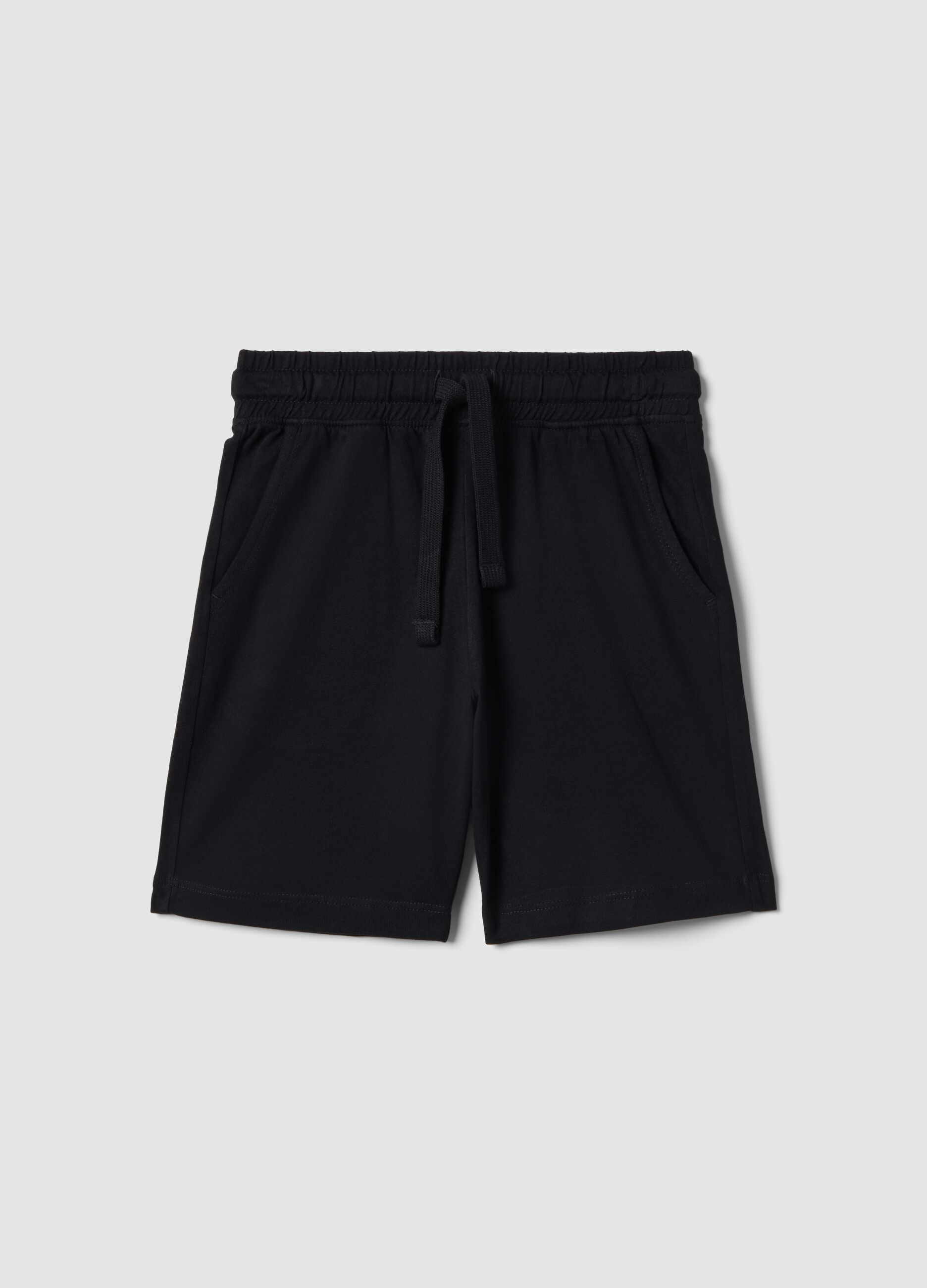Boys&rsquo; black 100% cotton regular-fit shorts