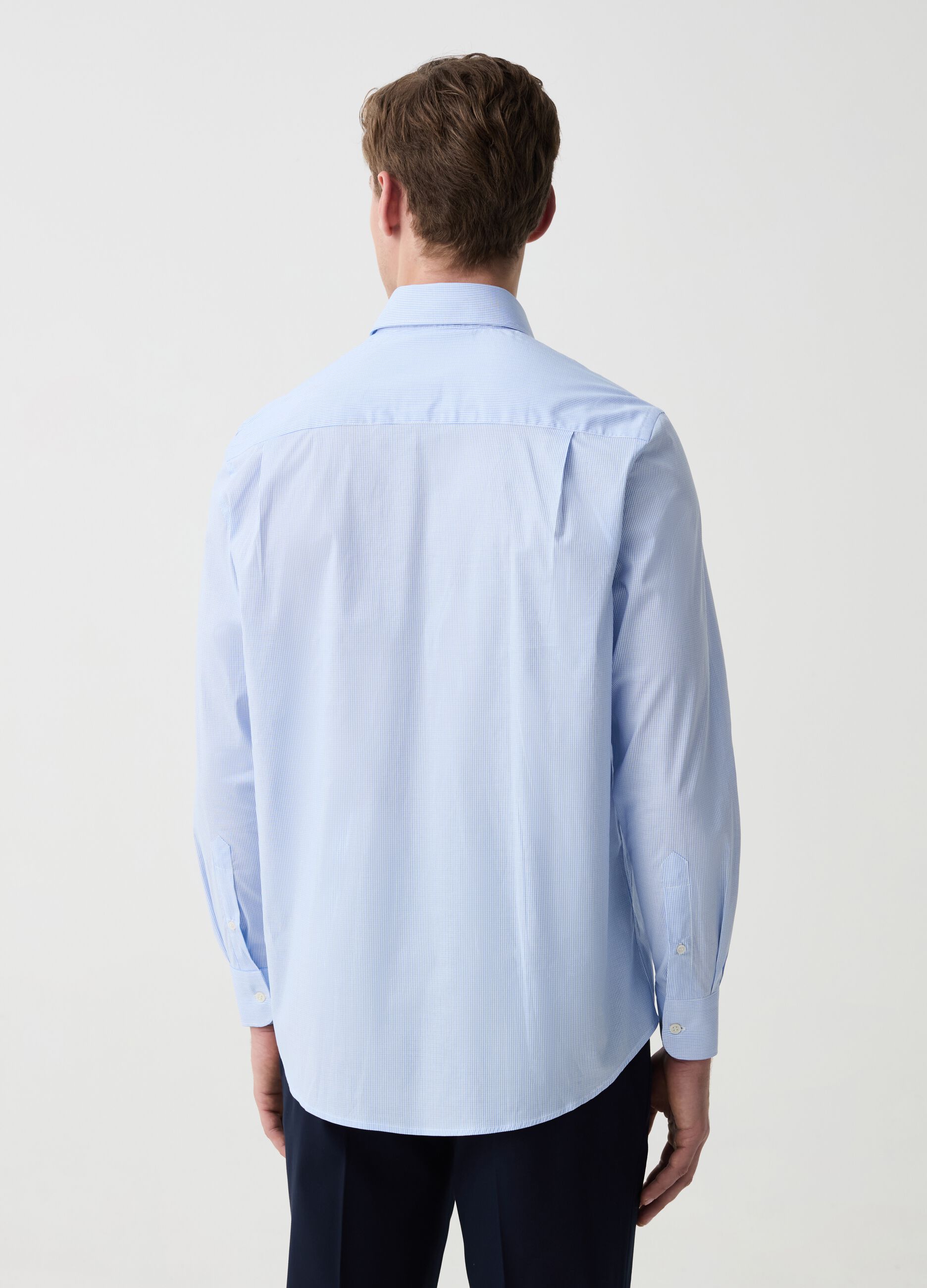Regular-fit shirt in stretch cotton with slim stripes