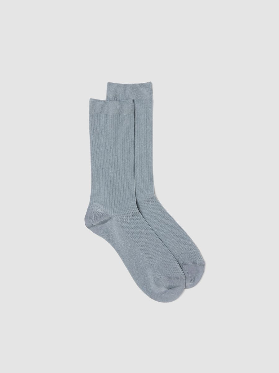 Lange hellblaue Socken aus elastischer Viskose_0