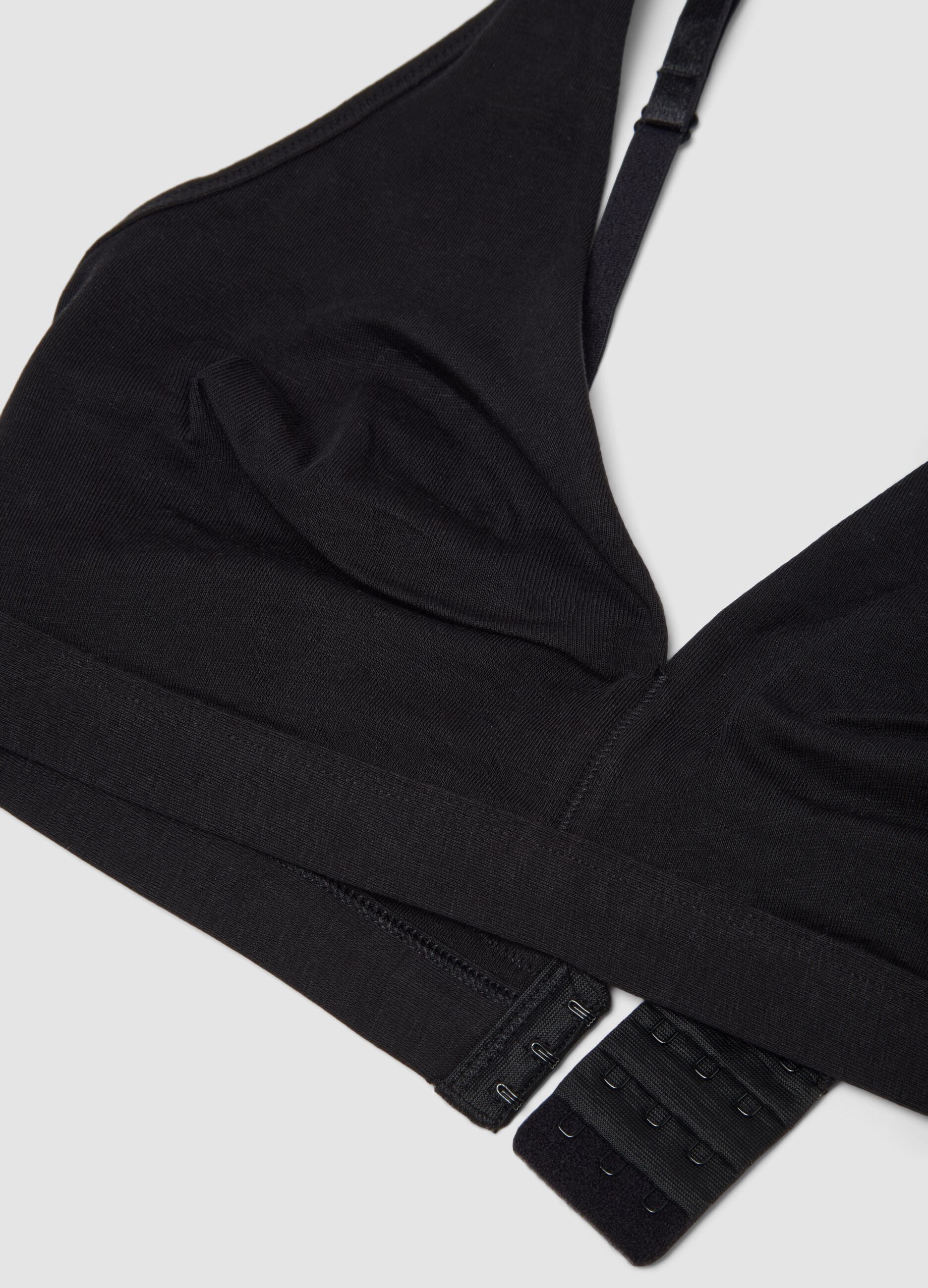 Reggiseno nero in cotone organico elasticizzato a triangolo