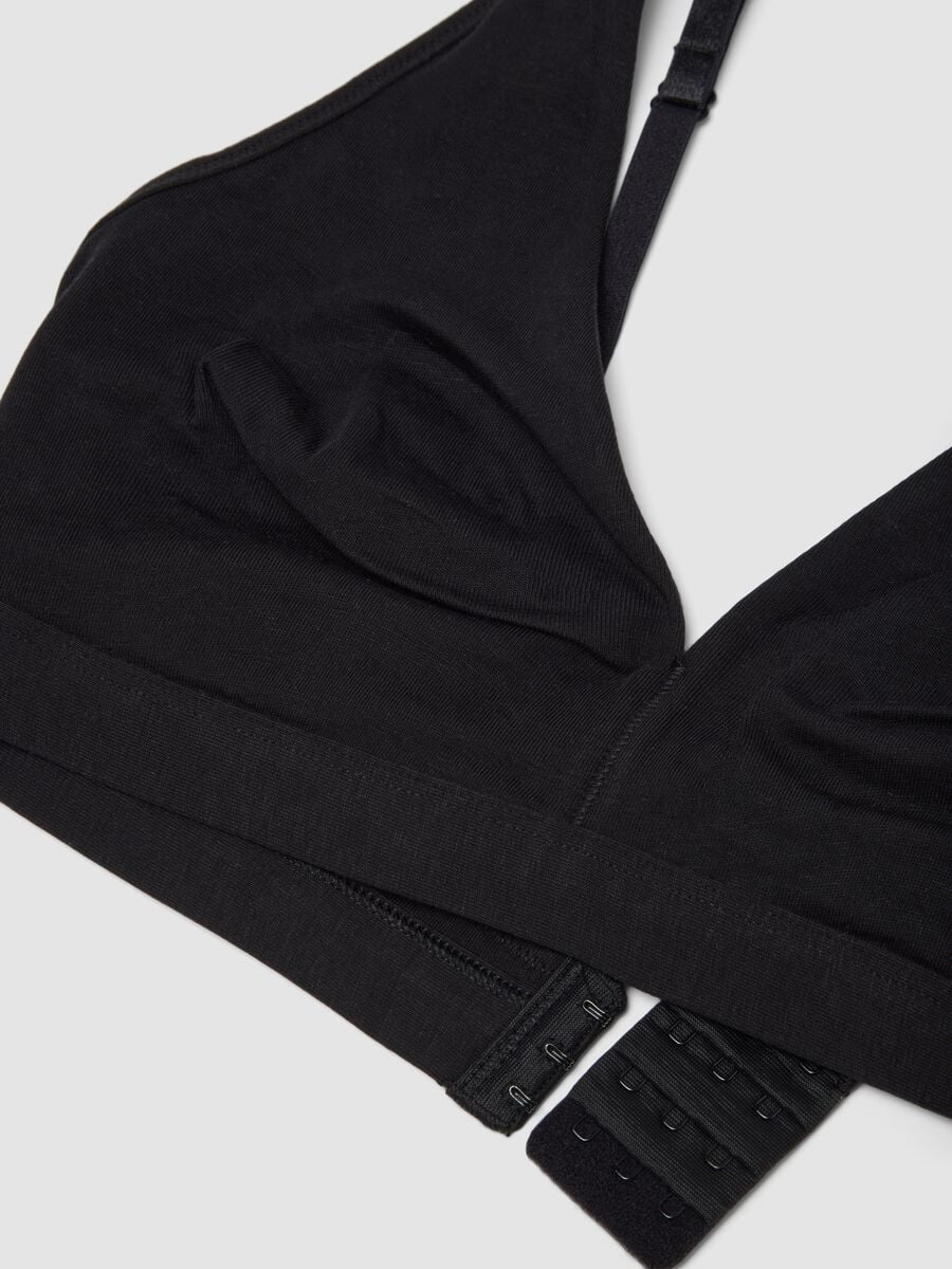 Reggiseno nero in cotone organico elasticizzato a triangolo_2
