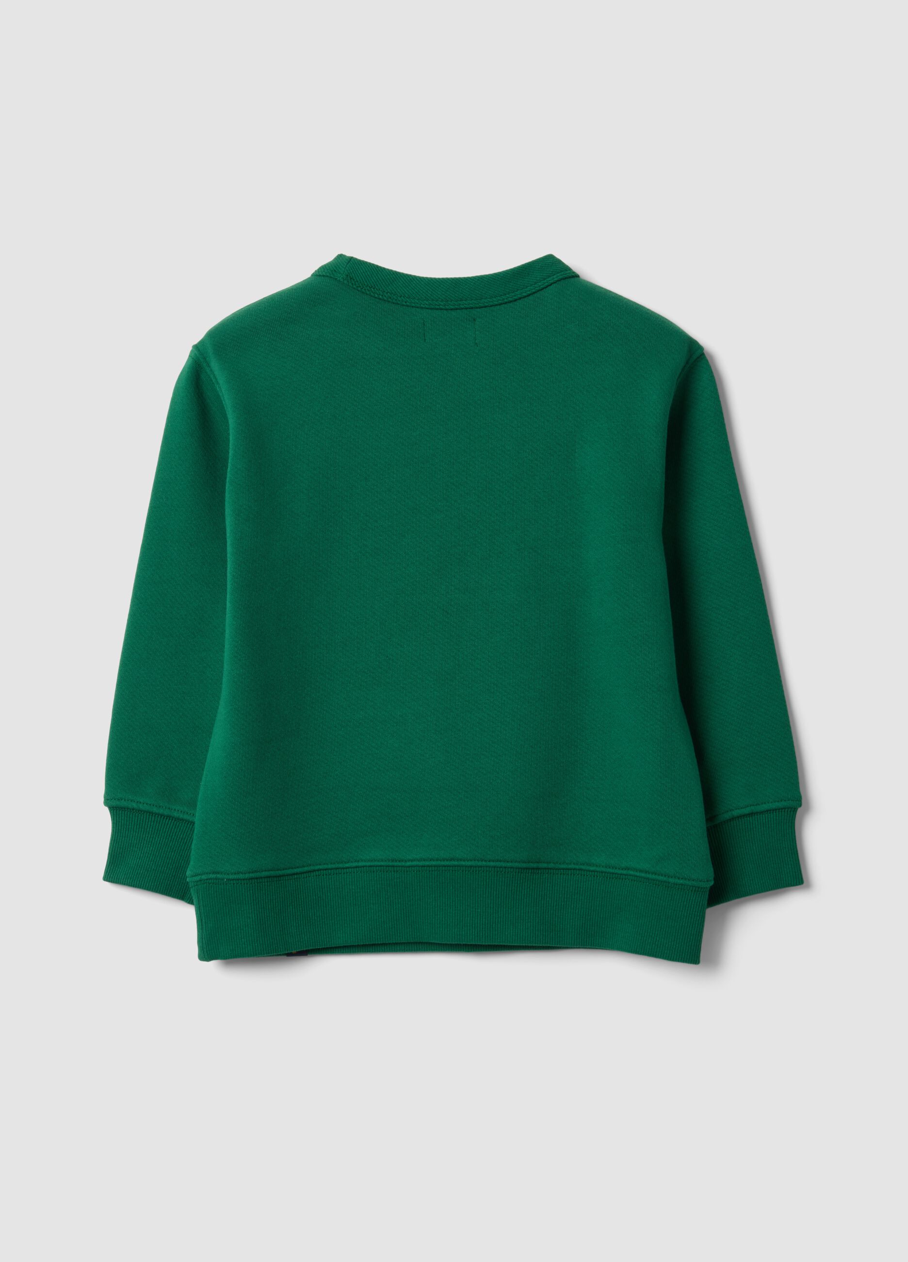 Oversized green sweatshirt in pure organic cotton with college print
