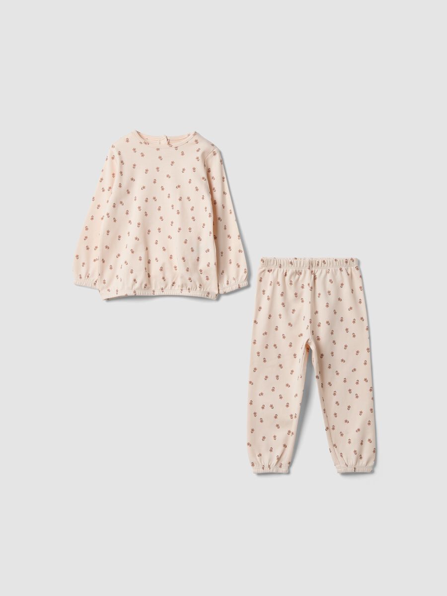Pink organic cotton floral-print pyjamas for baby girl and toddler_0