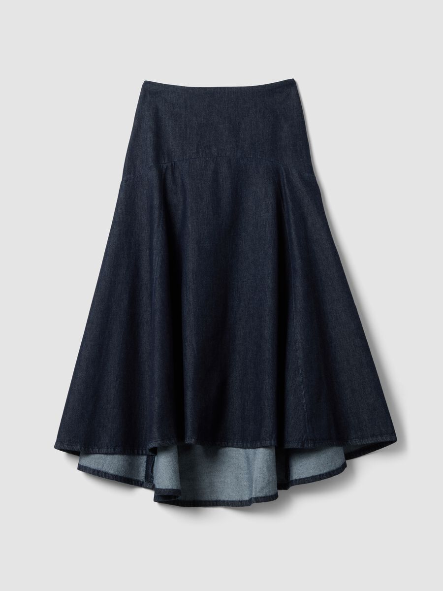 Pure cotton denim midi skirt_4