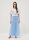 Light blue pure linen wide-leg trousers with a regular fit_0
