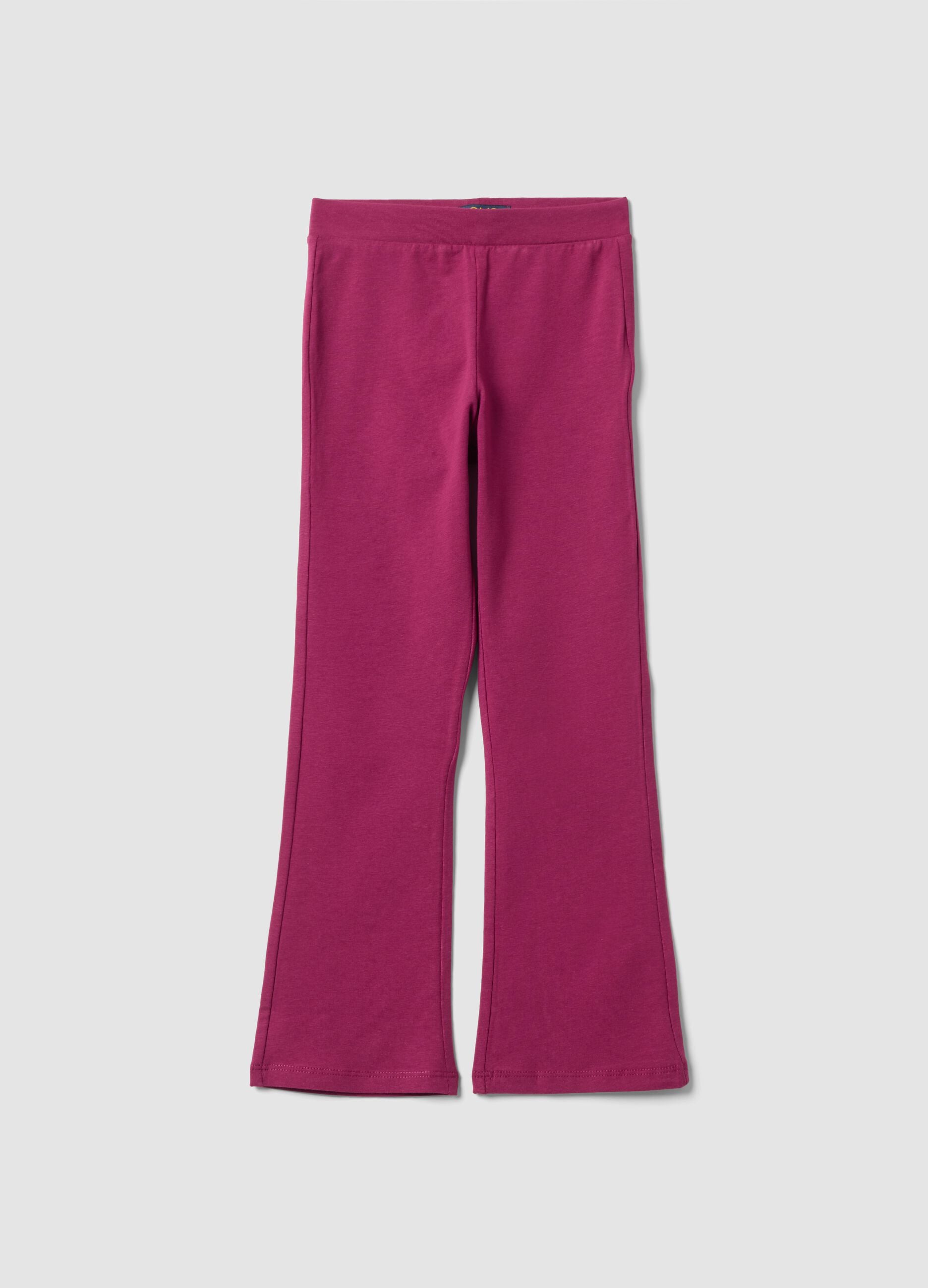 Purple stretch cotton flared leggings for girls