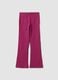 Purple stretch cotton flared leggings for girls_0