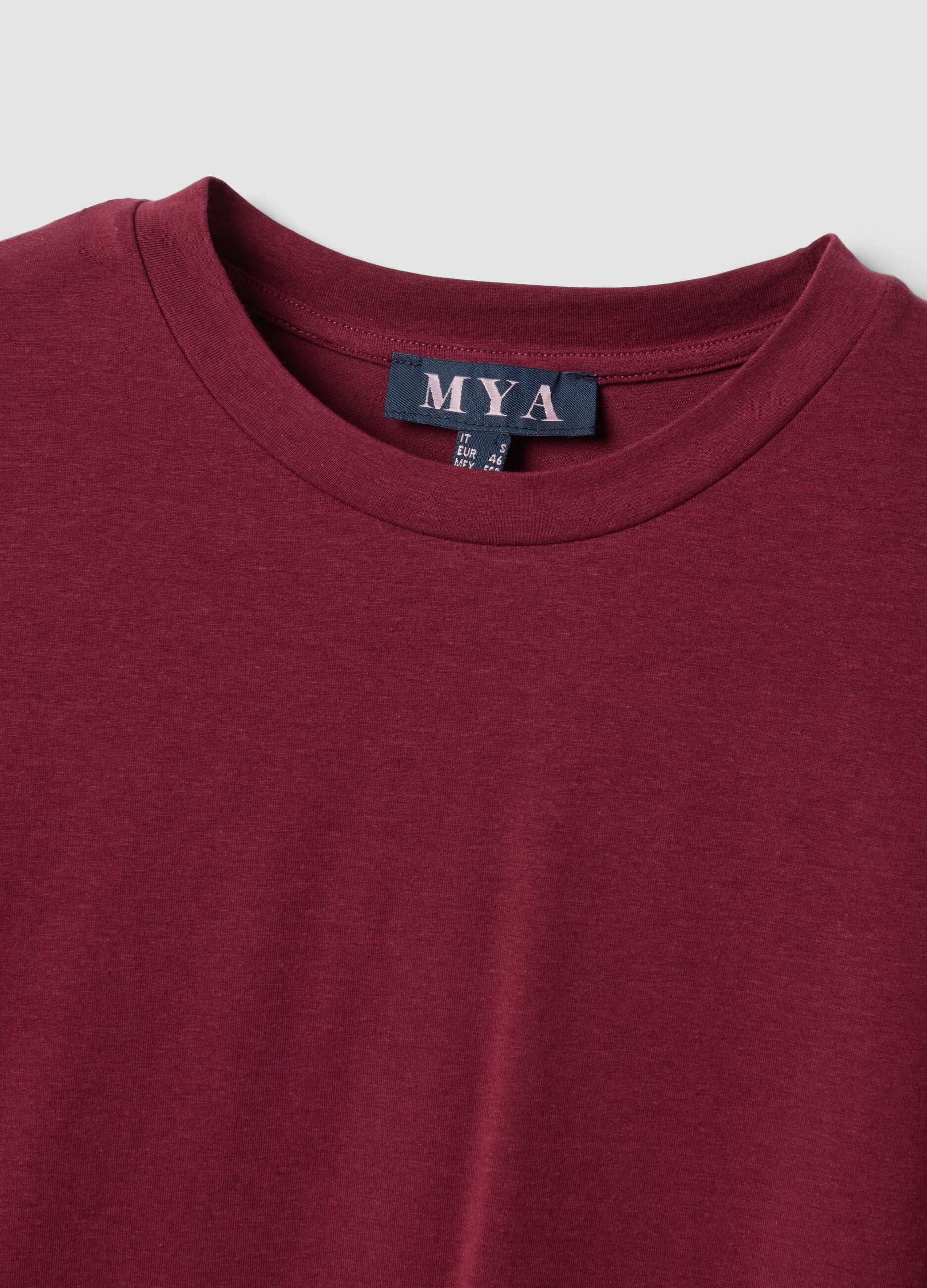 Red crew-neck T-shirt in stretch cotton-modal blend, regular fit