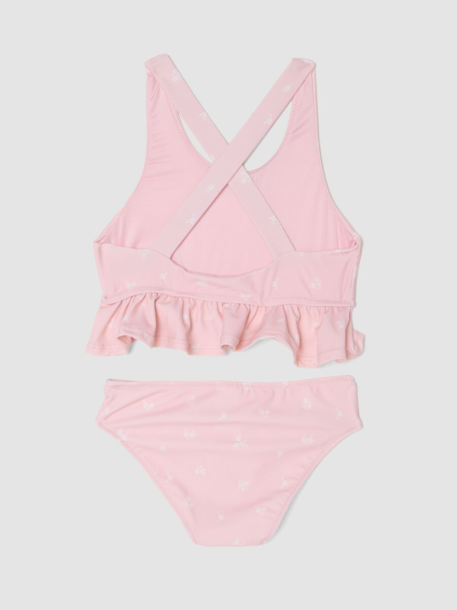 Rosa Bikini aus elastischem Stoff mit R&uuml;schen_1