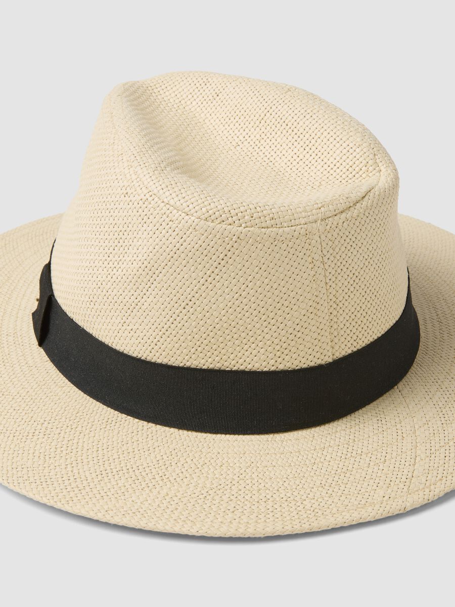 Beige fedora hat in pure paper fabric, unlined_2