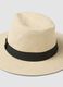 Beige fedora hat in pure paper fabric, unlined_2