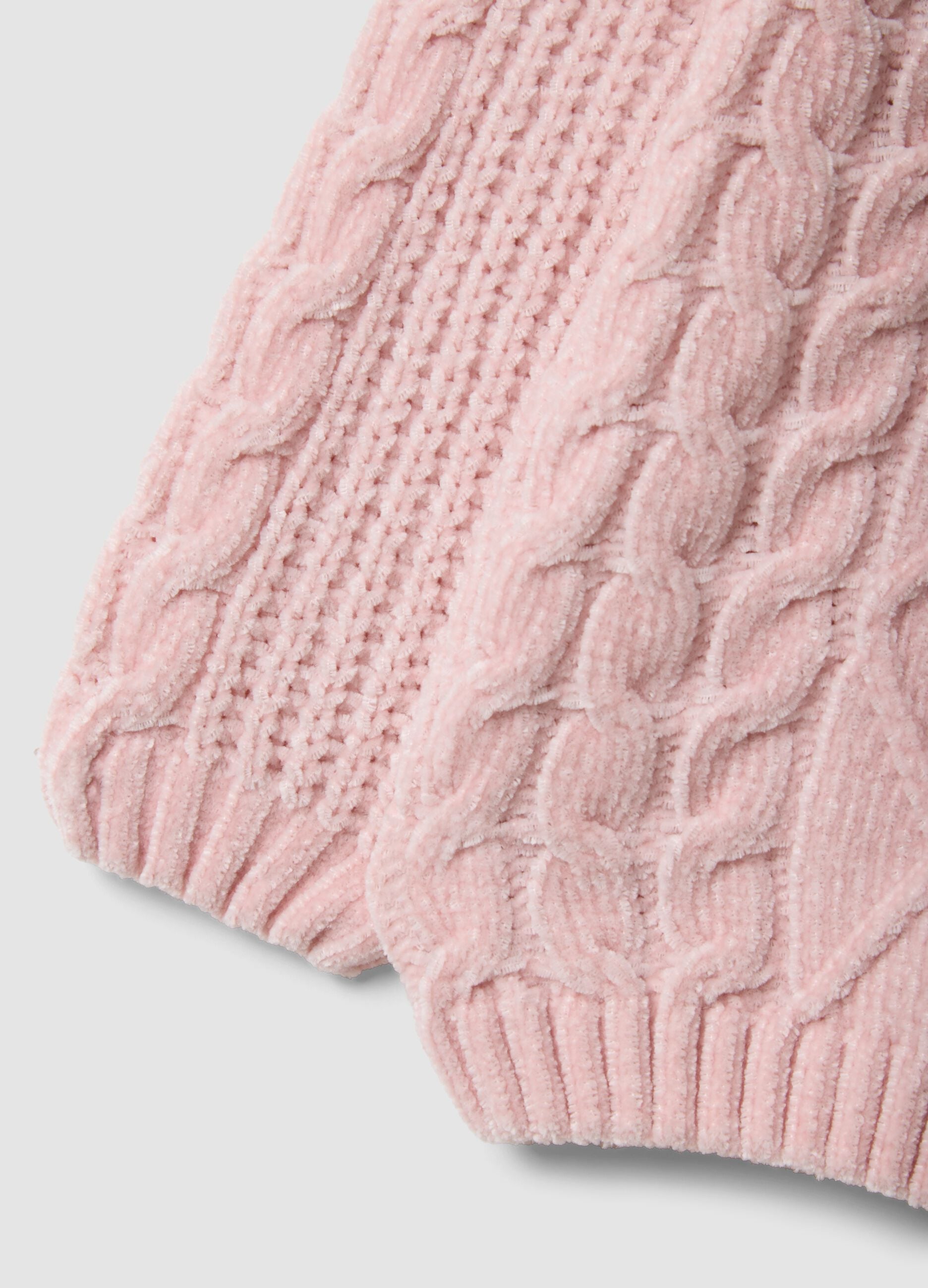 Pink knitted crew-neck jumper for baby girl