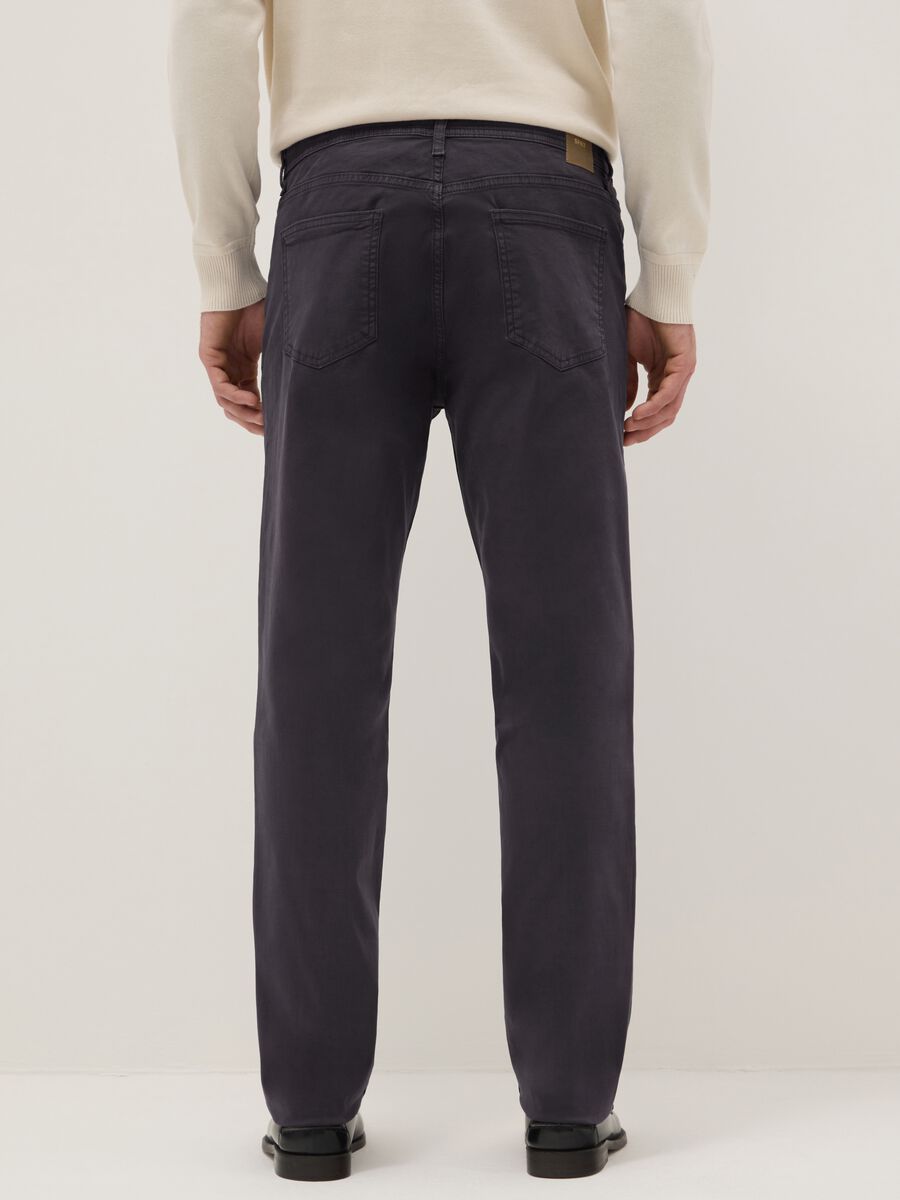 Black Stretch Cotton Slim Fit Trousers_2