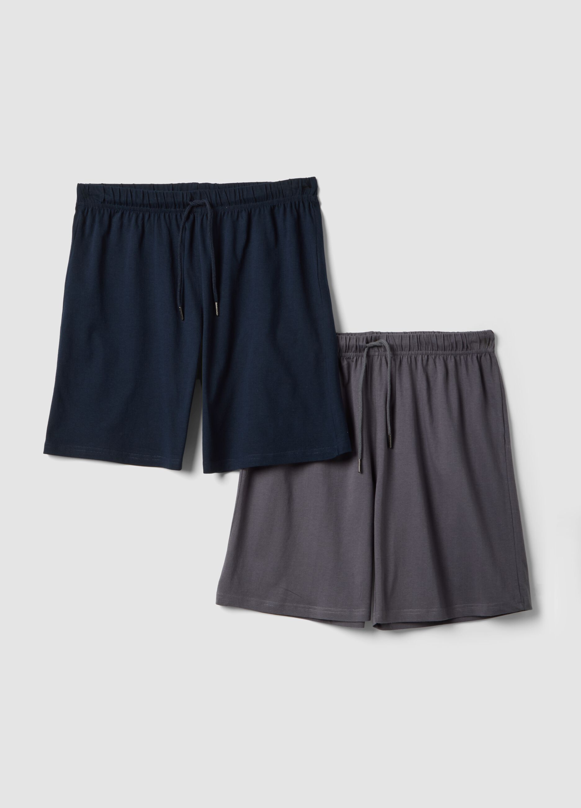 Multicolour pure cotton regular fit pyjama shorts twin pack