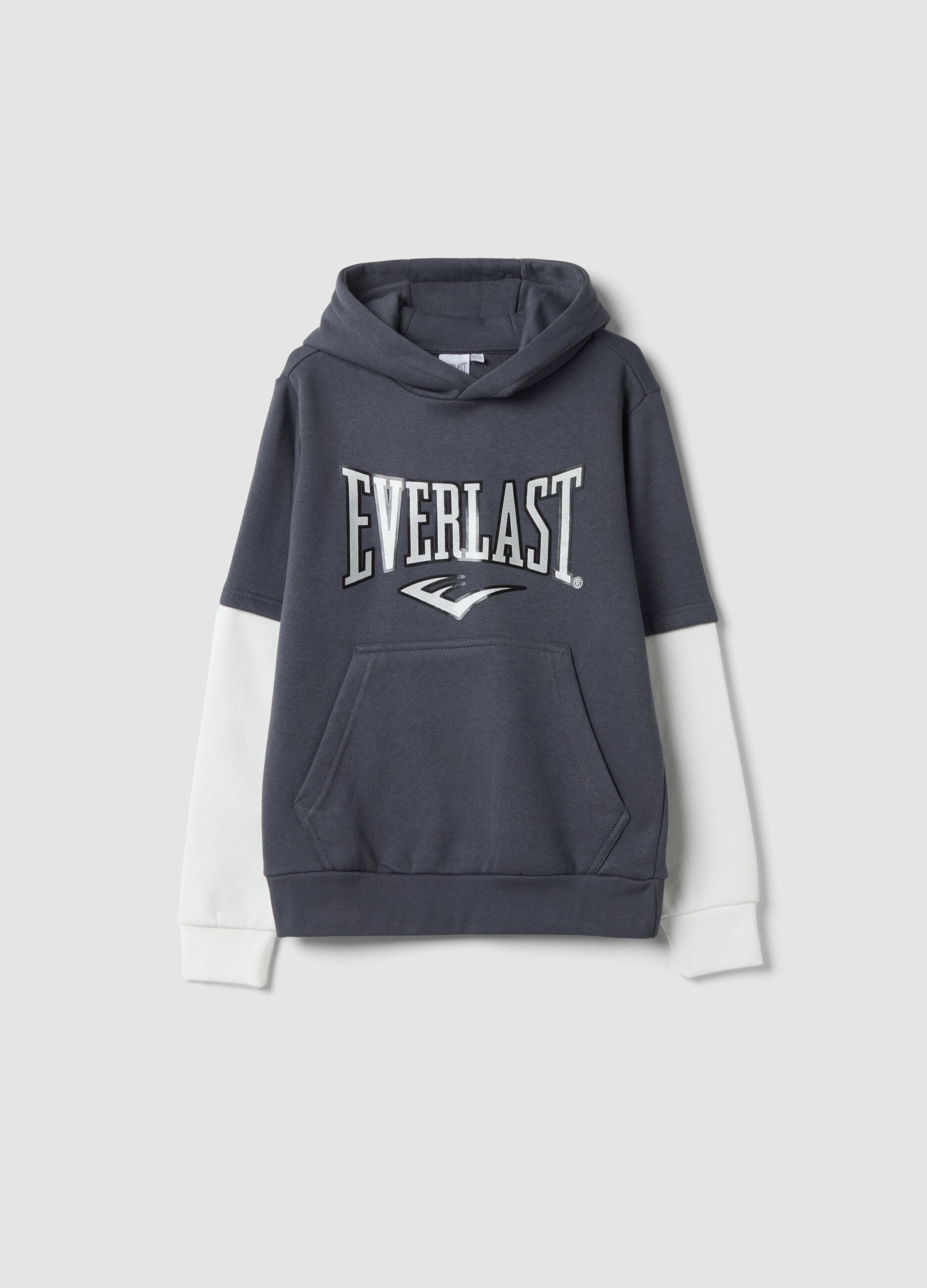 Blaue Hoodie aus Baumwollmischung mit Kapuze und K&auml;ngurutasche