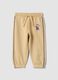 Beige pure cotton joggers with print_0