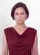 Red stretch viscose T-shirt with draped neckline_0