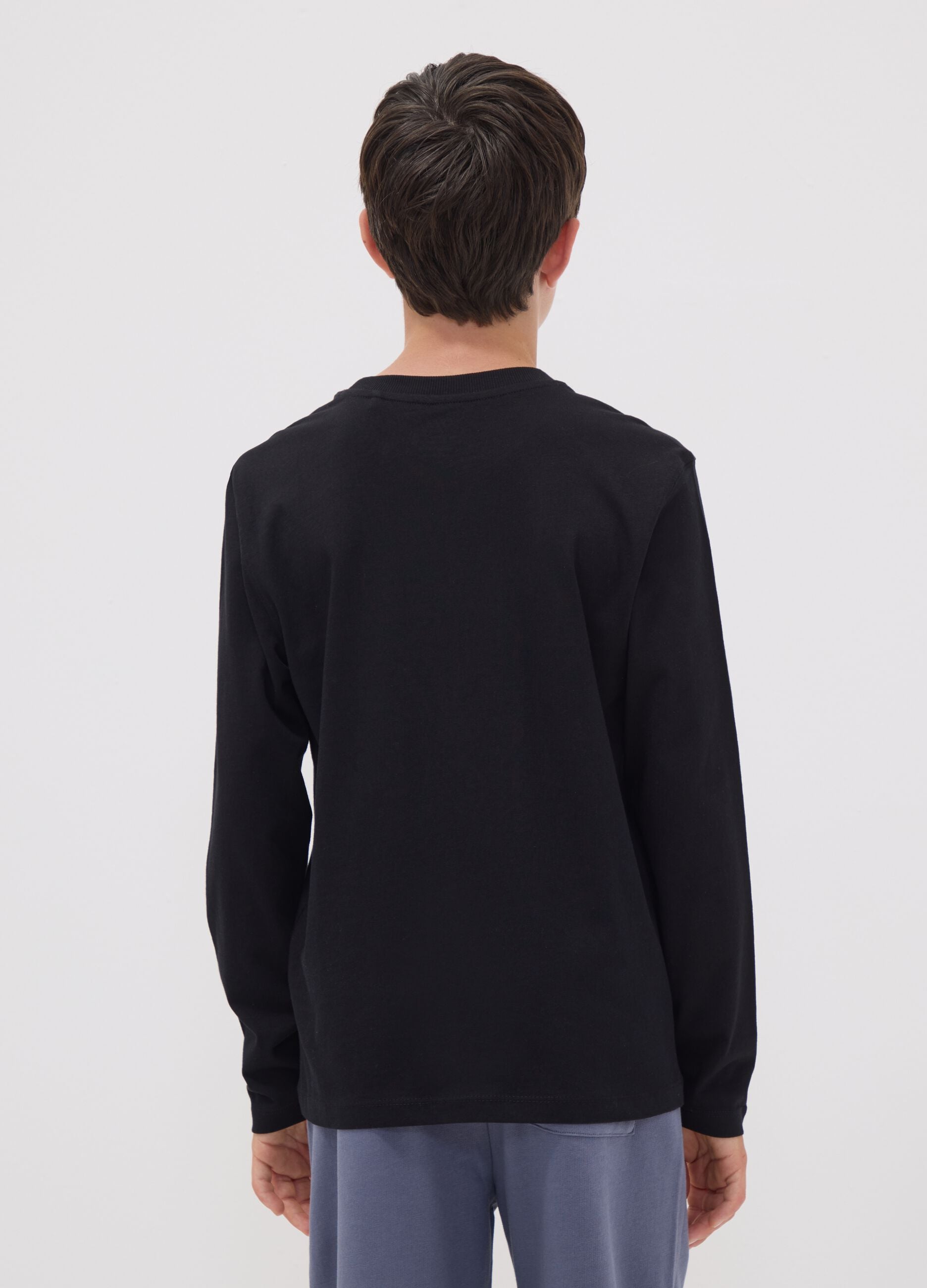 Black organic cotton T-shirt with "Let's get drip" slogan for boys