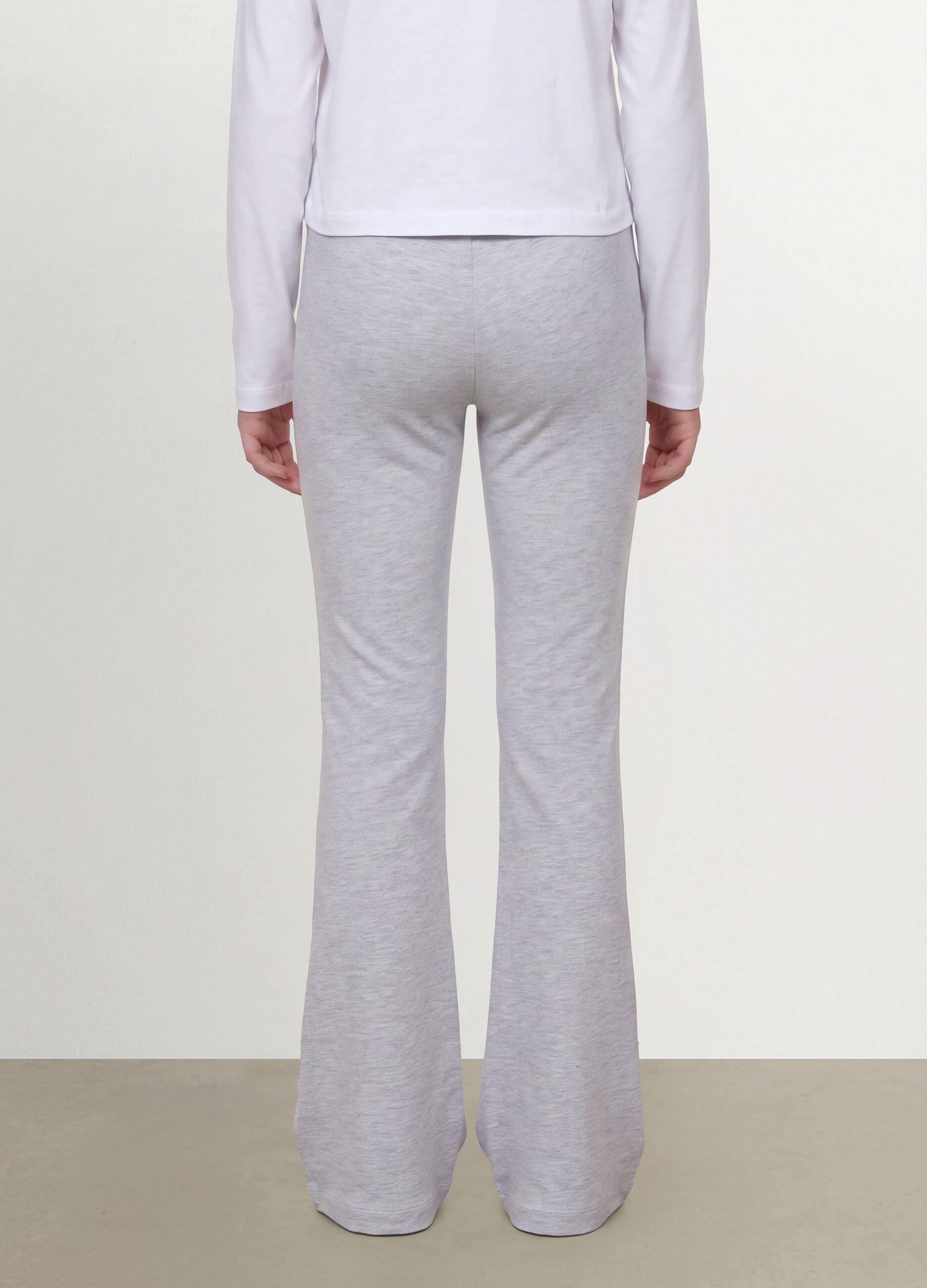 Girls' grey slim-fit stretch organic cotton trousers