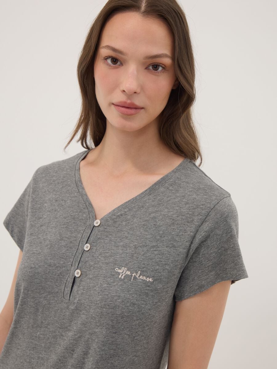 Grey nightdress in organic cotton and viscose blend_1