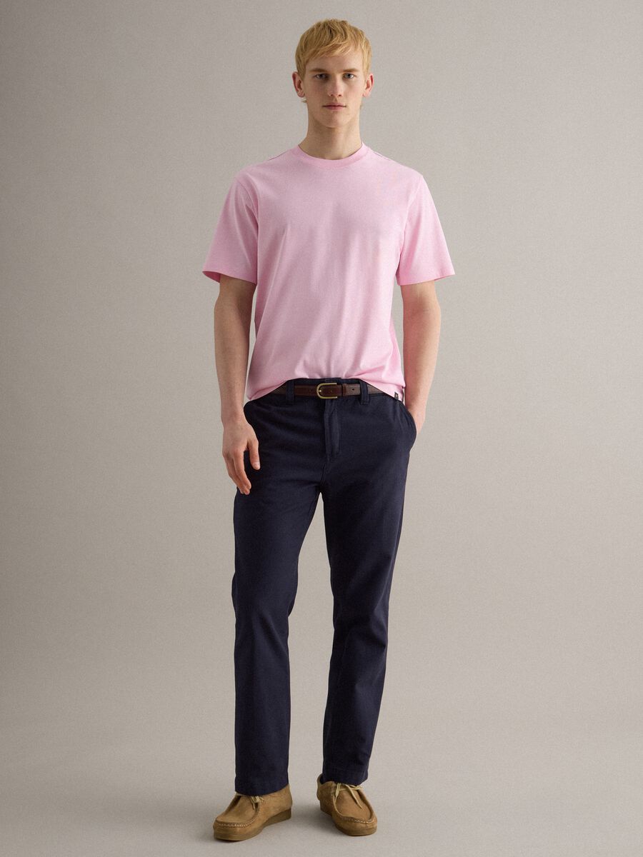 Pink pure cotton crew neck t-shirt with relaxed fit_1