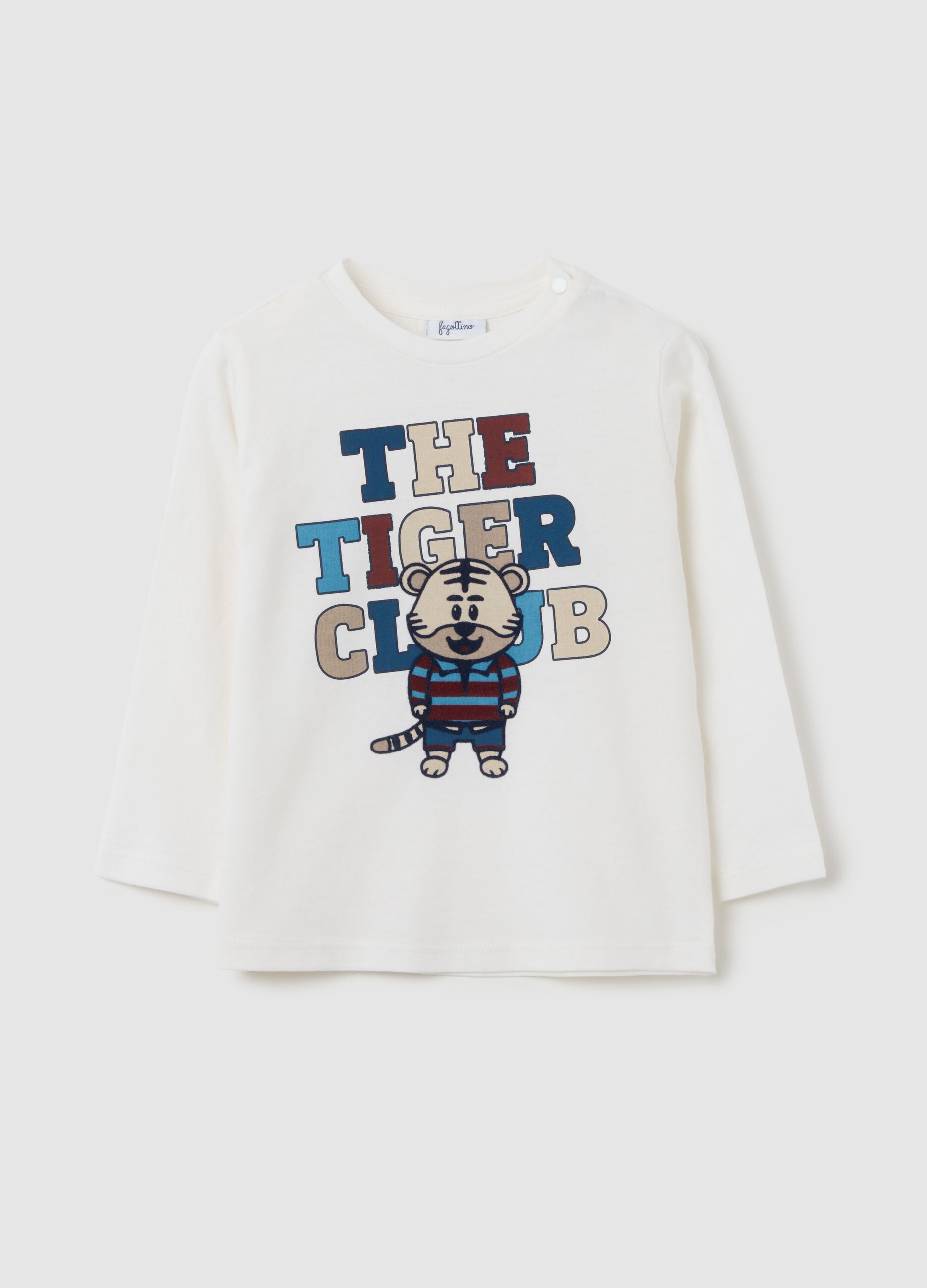 White pure cotton children's T-shirt with print