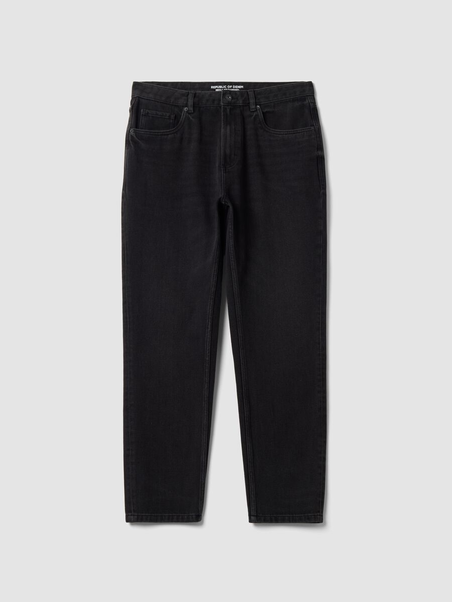 Black regular tapered jeans in a cotton, lyocell and viscose blend_4