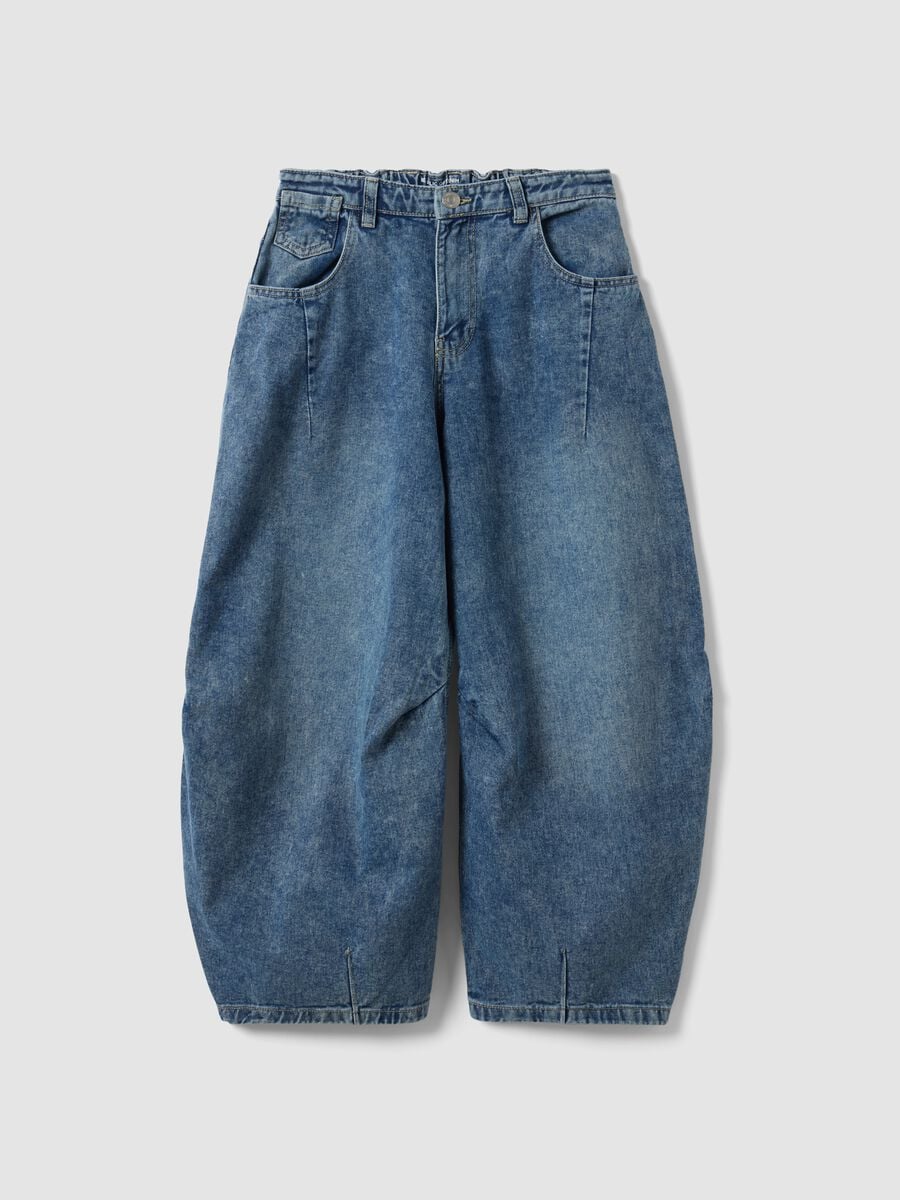 Pure cotton denim balloon-fit jeans for girls_0