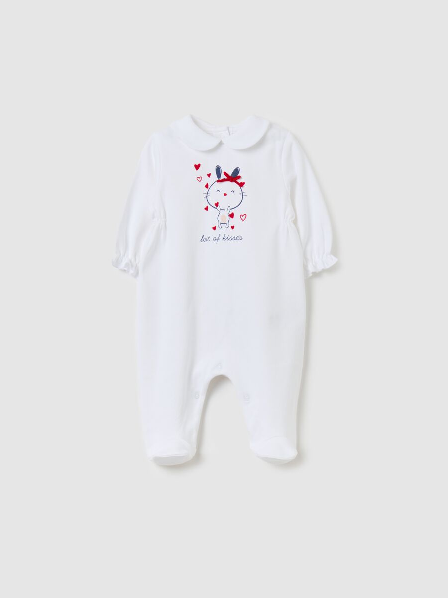 Organic cotton onesie with feet and print_0