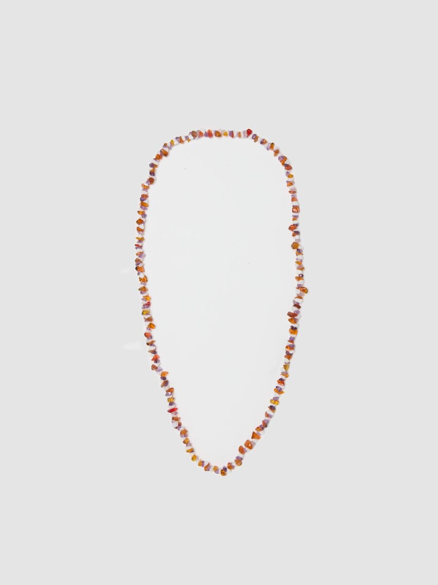 Adjustable multicolour glass bead and stone necklace_0
