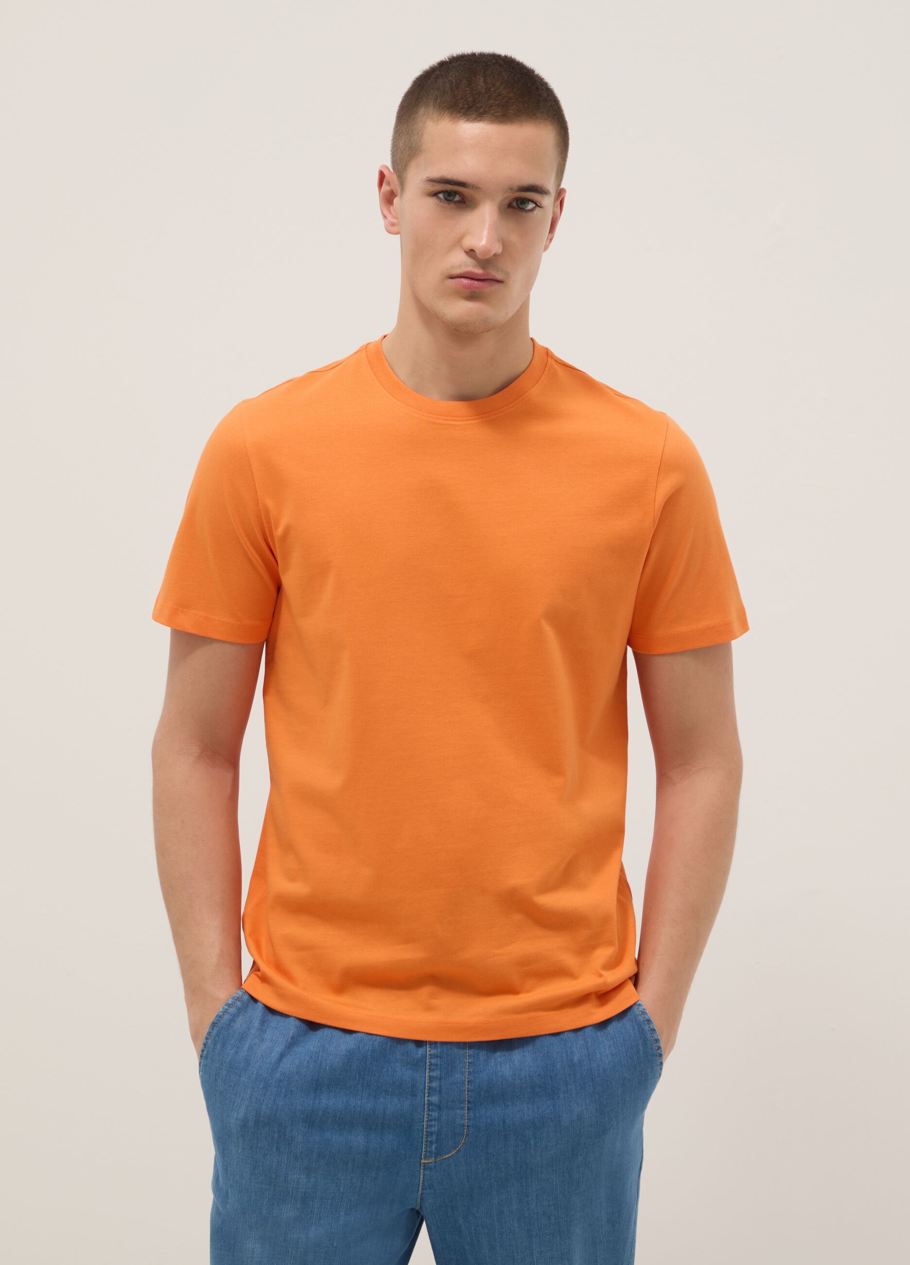 Orange Pure Cotton Short Sleeve Regular Fit T-shirt
