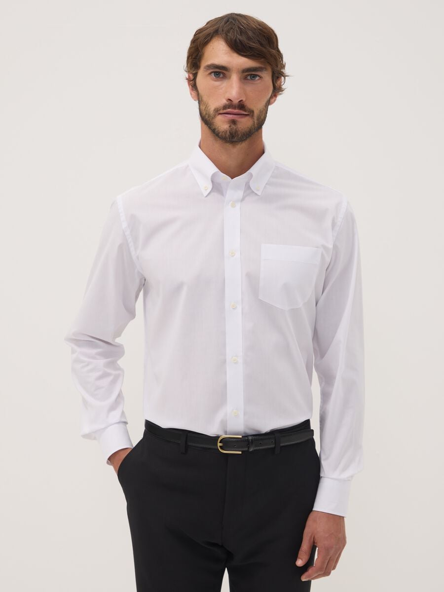White regular-fit shirt with button-down collar, Easy Iron_0
