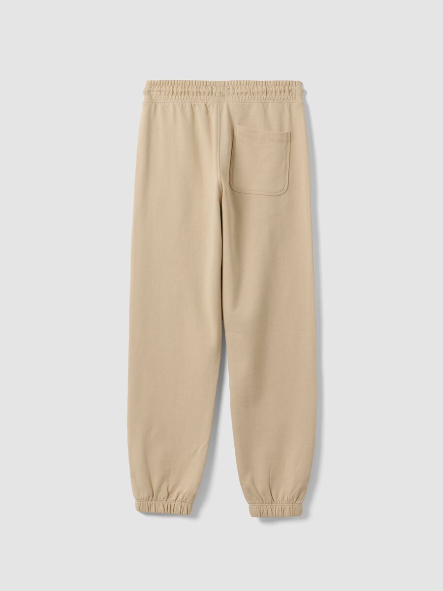 Beige pure cotton comfort-fit joggers for boys_1