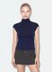 Blue fitted high-neck T-shirt in modal and stretch cotton_2