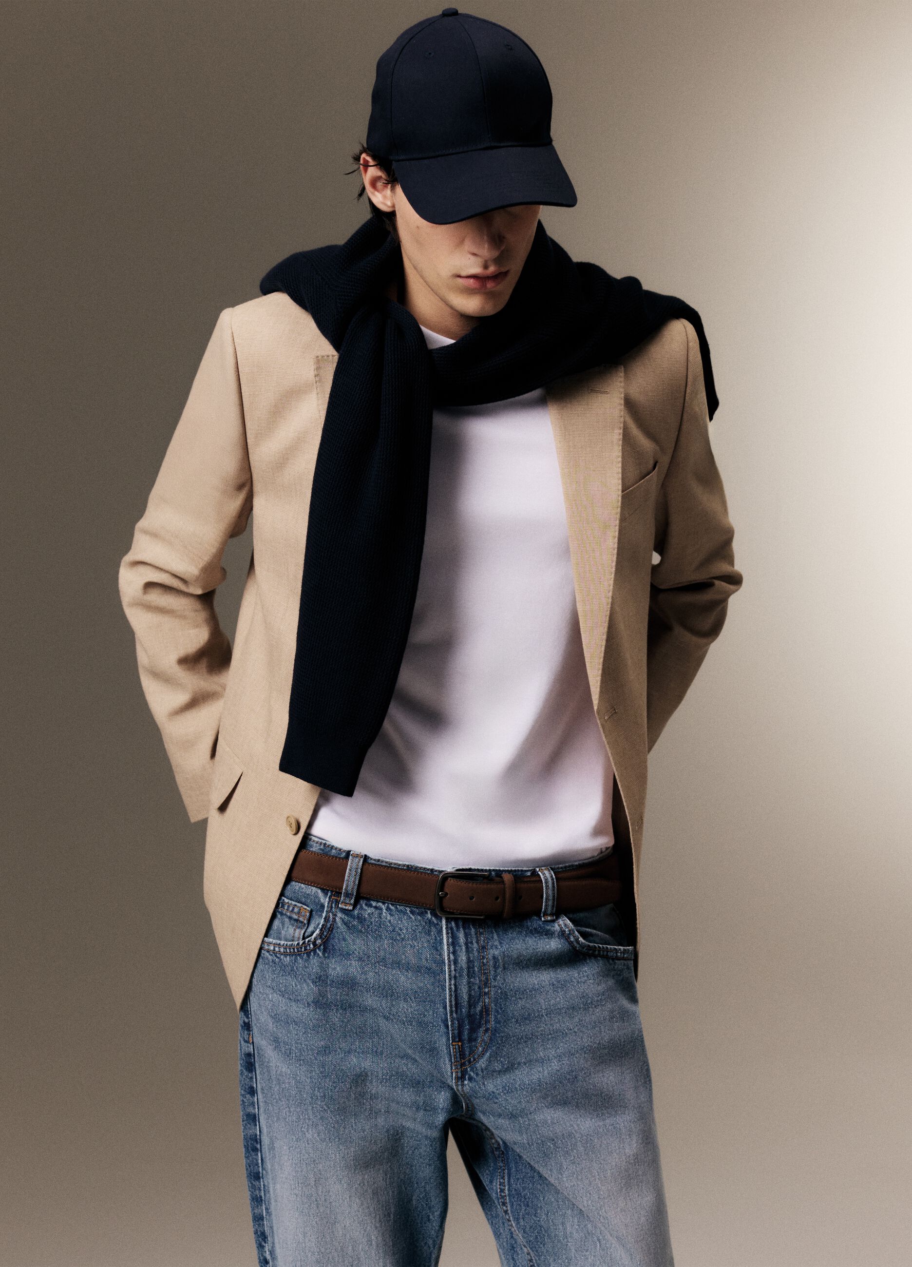 Slim Fit Beige Blazer