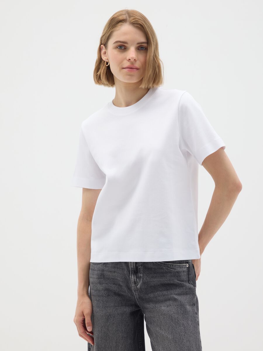 White pure cotton regular fit t-shirt_1