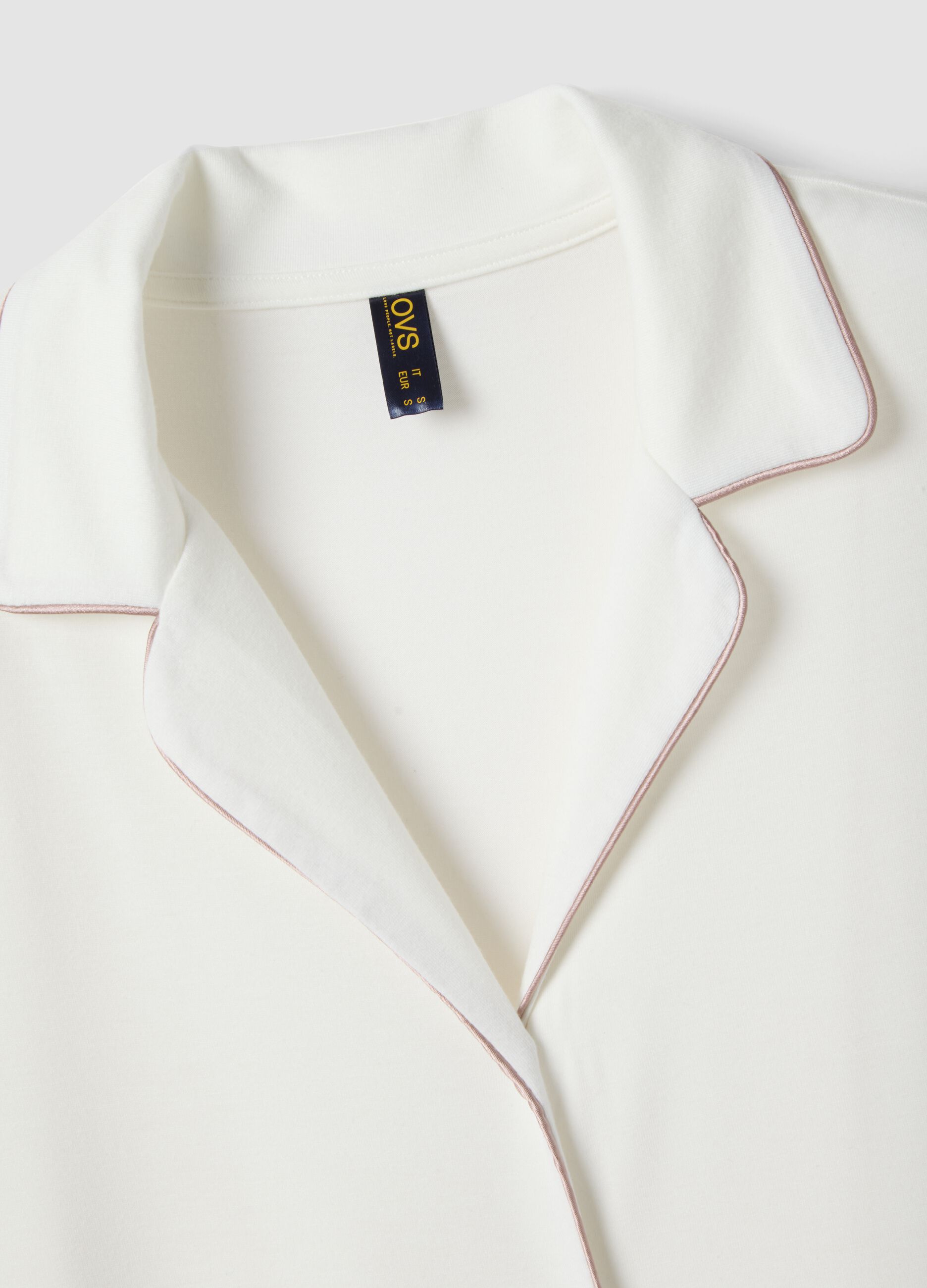 White Stretch Viscose Blend Nightdress with V-Neck