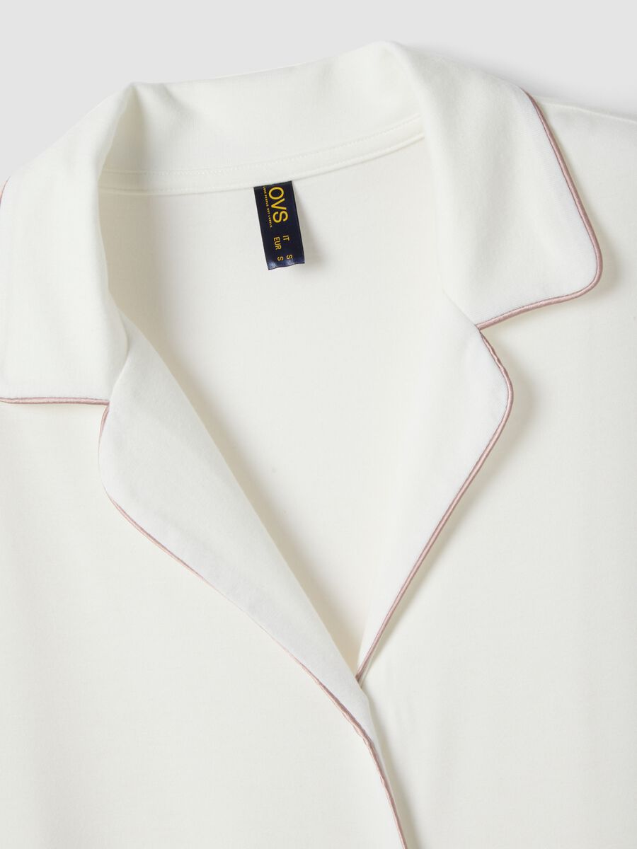 White Stretch Viscose Blend Nightdress with V-Neck_5