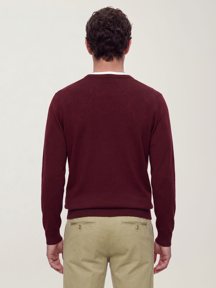 Burgundy viscose-blend crew-neck jumper, regular fit_2
