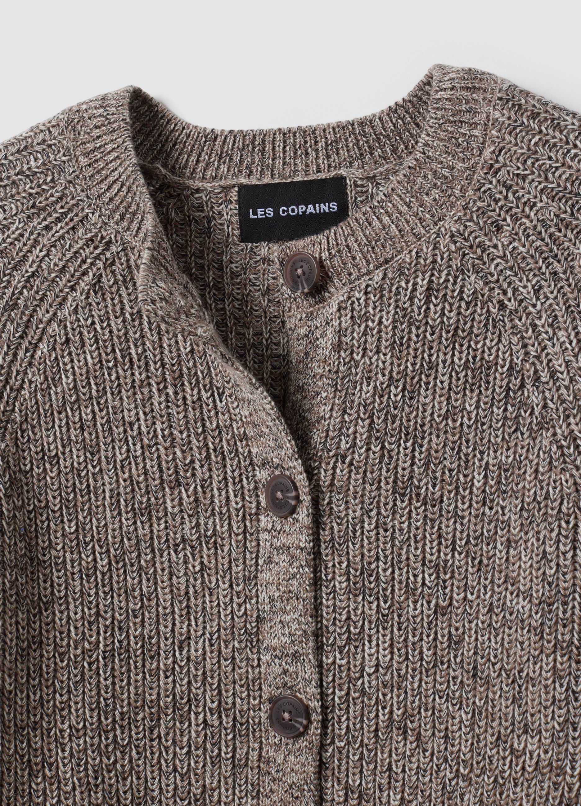 Grey pure cotton knit cardigan in regular fit