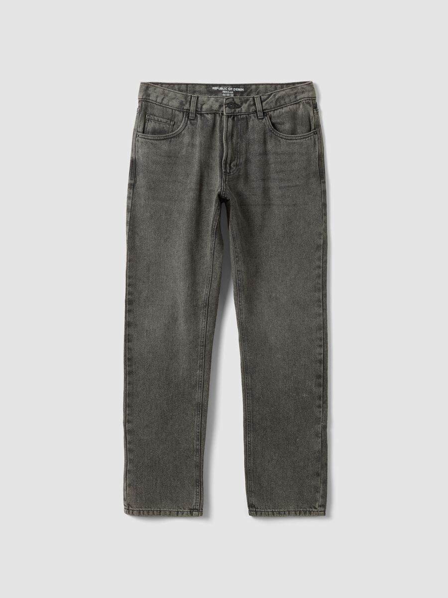 Graue Regular-Fit-Jeans aus Baumwoll-, Lyocell- und Viskosemix_0