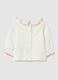 White regular fit pure cotton girl's sweatshirt with teddy bear print_1