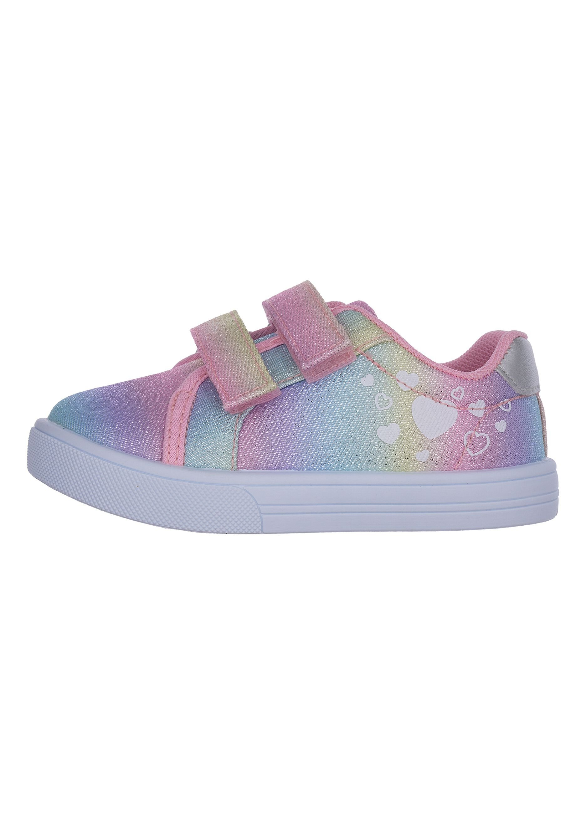 Multicolour girls&rsquo; sneakers with velcro closure and heart pattern
