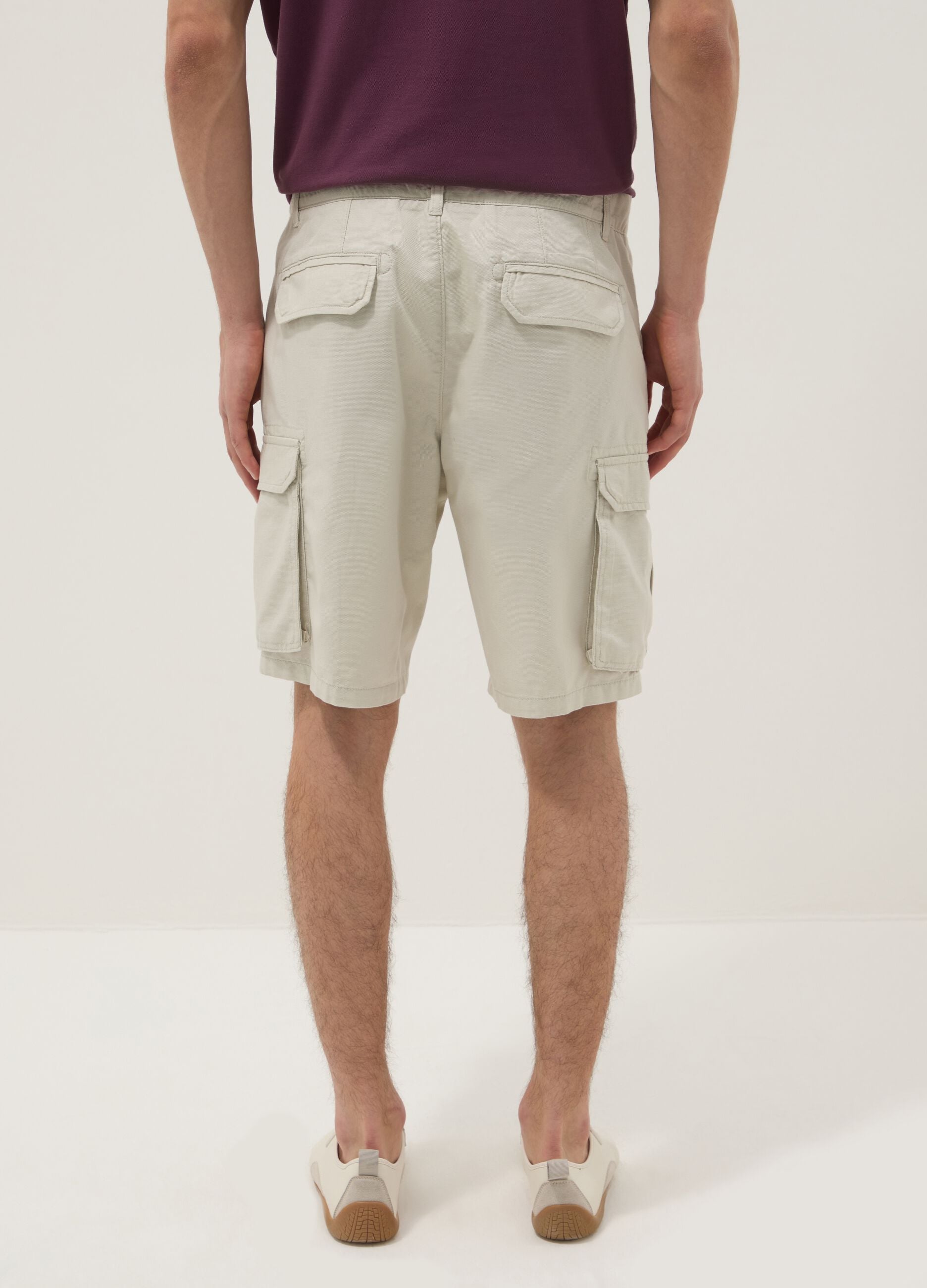 Wei&szlig;e Cargo-Bermudas aus reiner Baumwolle, Regular Fit