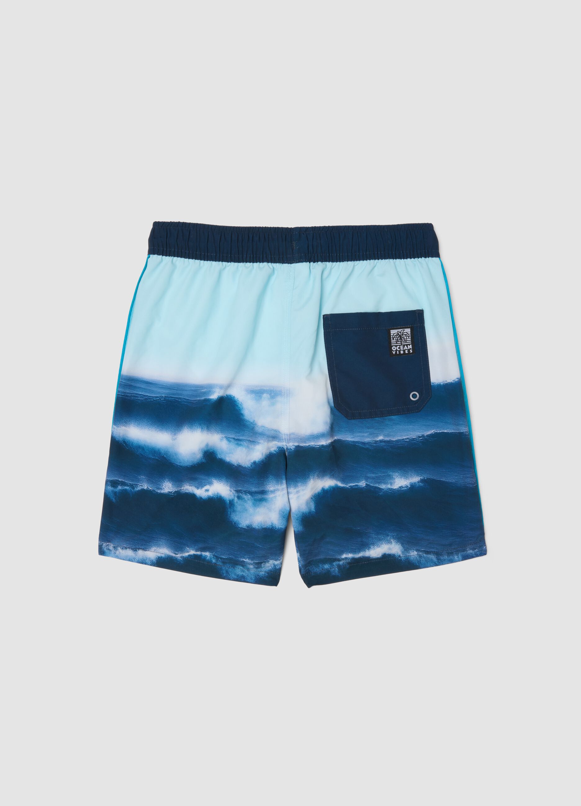 Boxer mare blu con stampa onde per ragazzo